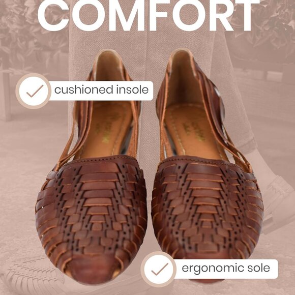 Women's Leather Sandals Huarache Handmade Mexican Stylish Comfortable Casual - Picture 5 of 6